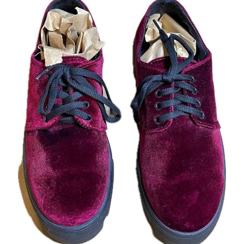 ASOS DESIGN Women’s Velvet Platform Creeper Shoes – Dark Red – Size 6 – Made in